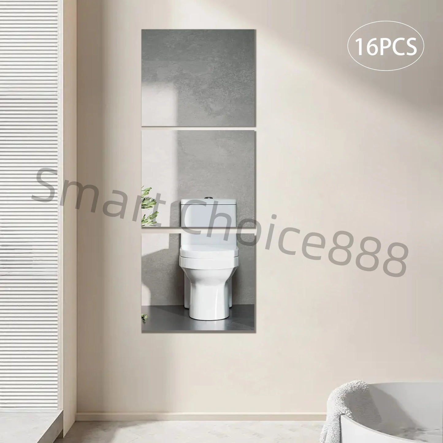 16pcs 30.5*35.5cm Mirror Wall Sticker Acrylic Decal Decoration Soft Plastic Mirror Sheets Home DIY Self-adhesive Mirror