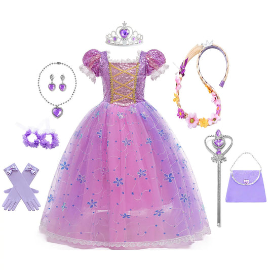 Girls Princess Rapunzel Dress For Parties Cosplay Costume