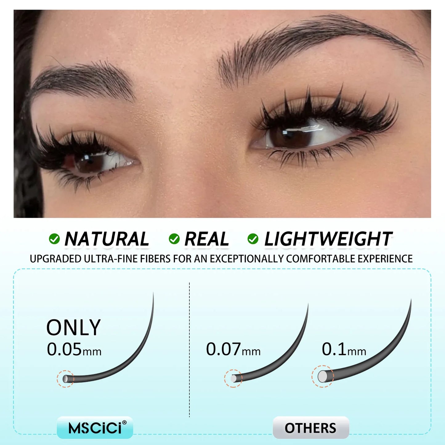 Mscici Thinnest 0.03mm Natural Spike Anime Cluster Design Manga Lash Clusters Kit Waterproof Clear Lash Glue For Sensitive Eyes