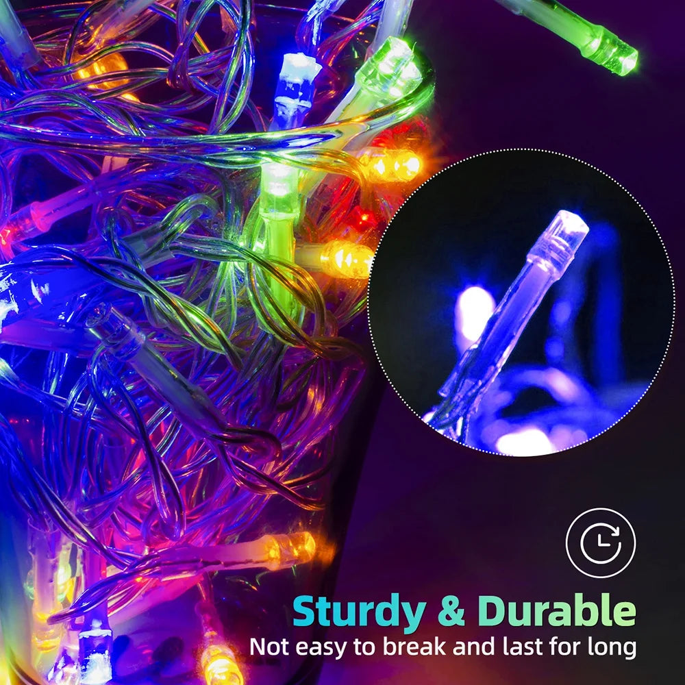 WELPUR Solar Icicle Christmas Lights Outdoor Curtain String