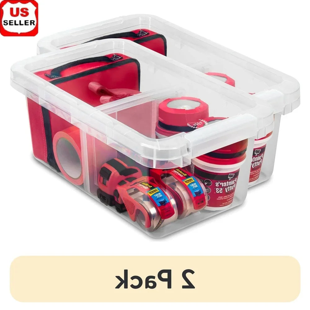 Hign Concerned Clear Storage Bin With Adjustable Divider