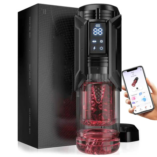 APP LED Automatic Male Masturbator Cup 7 Sucking Rotating Licking Thusting Modes Pocket Pussy Stroker Blowjob Sex Toys For Men