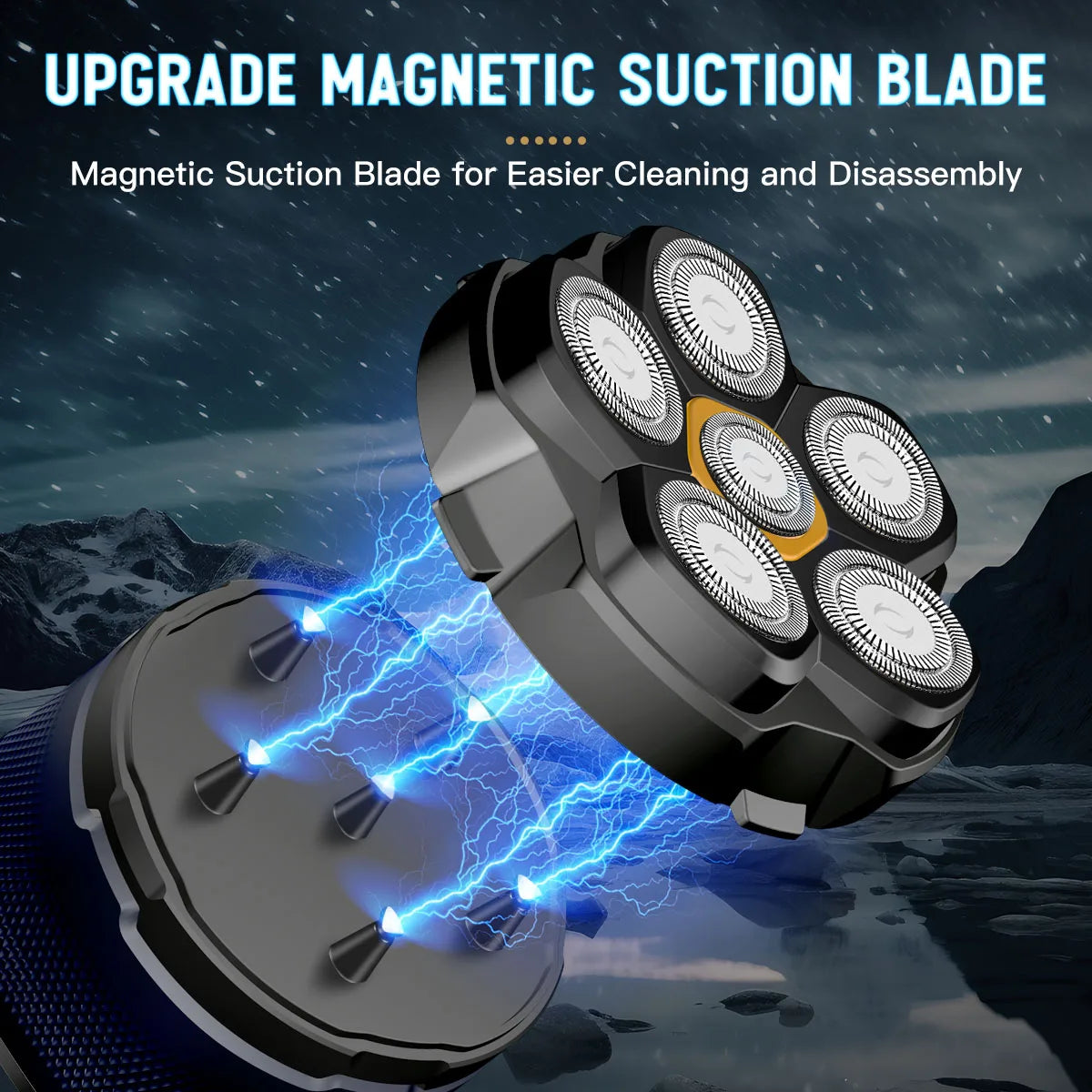 Solimpia 6D Magnetic Electric Razor For Bald Men Fast Shaving