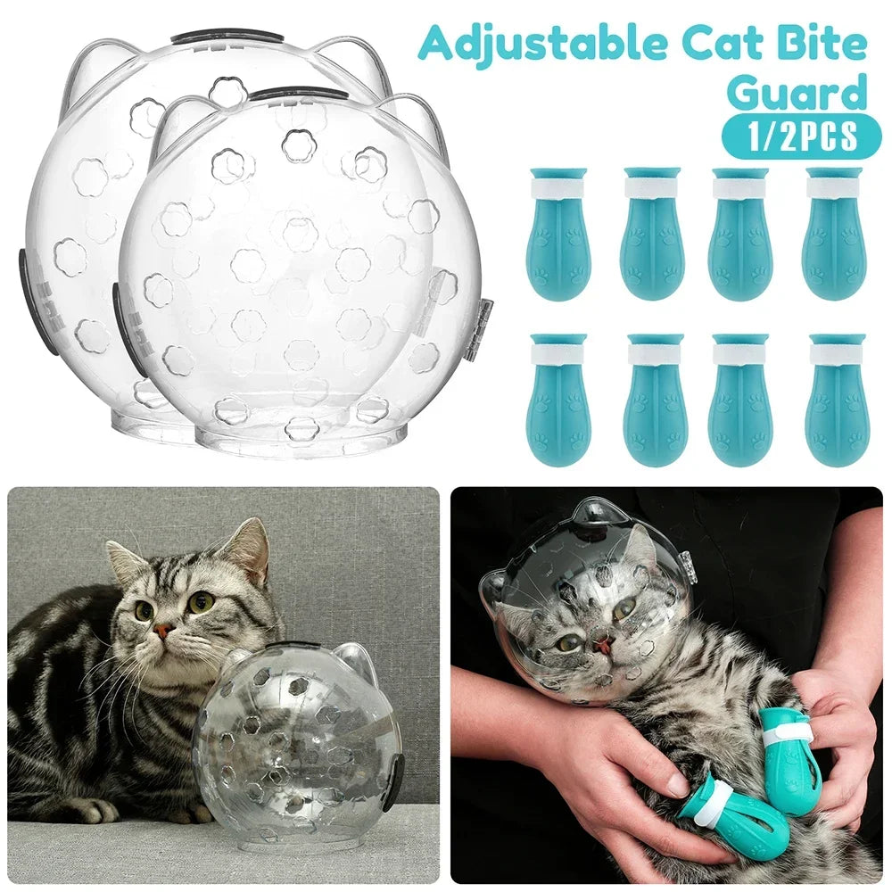 Cat Muzzle Hood Breathing Anti Bite Space Helmet Grooming