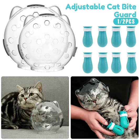 Cat Muzzle Hood Breathing Anti Bite Space Helmet Grooming