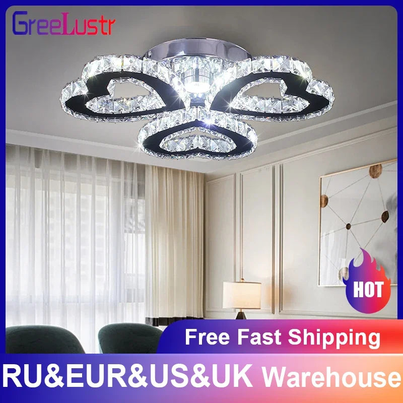 GreeLustr K9 Crystal Chandelier 3 Ring Pendant Lamp