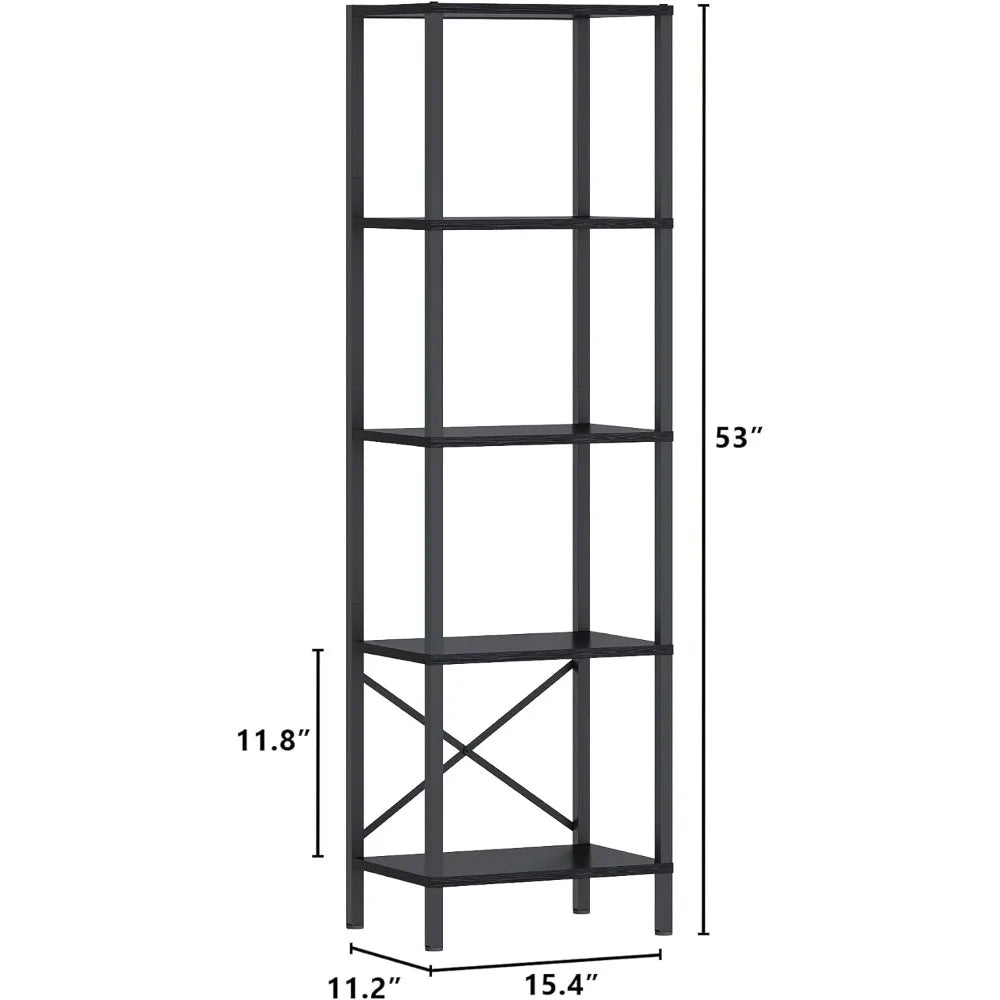 Five Tier Bookshelf With LED Lights And Steel Frame
