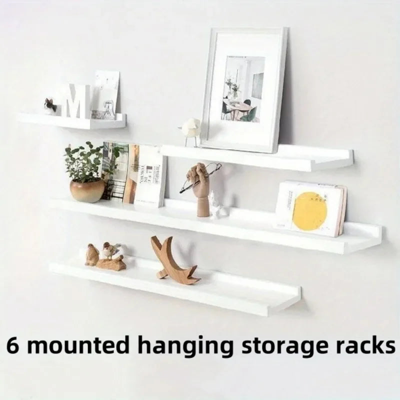 Hign-concerned 6-Piece Wall Shelf Set Wall Mounted Wood Storage Organizer