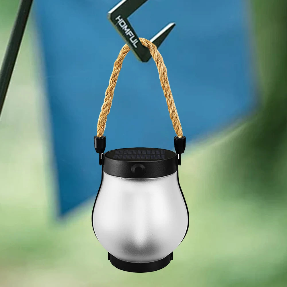 Solar Flame Light Garden Lantern Rechargeable Camping Lamp with Rope Camp Lamp for Outdoor Garden Yard