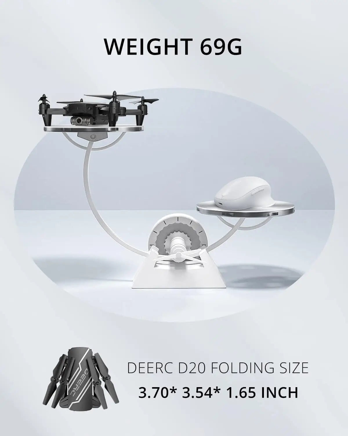 DEERC D20 Kids Drone: Foldable, HD Camera, FPV, Gesture Ctrl, Altitude Hold, 3D, Headless,C0.