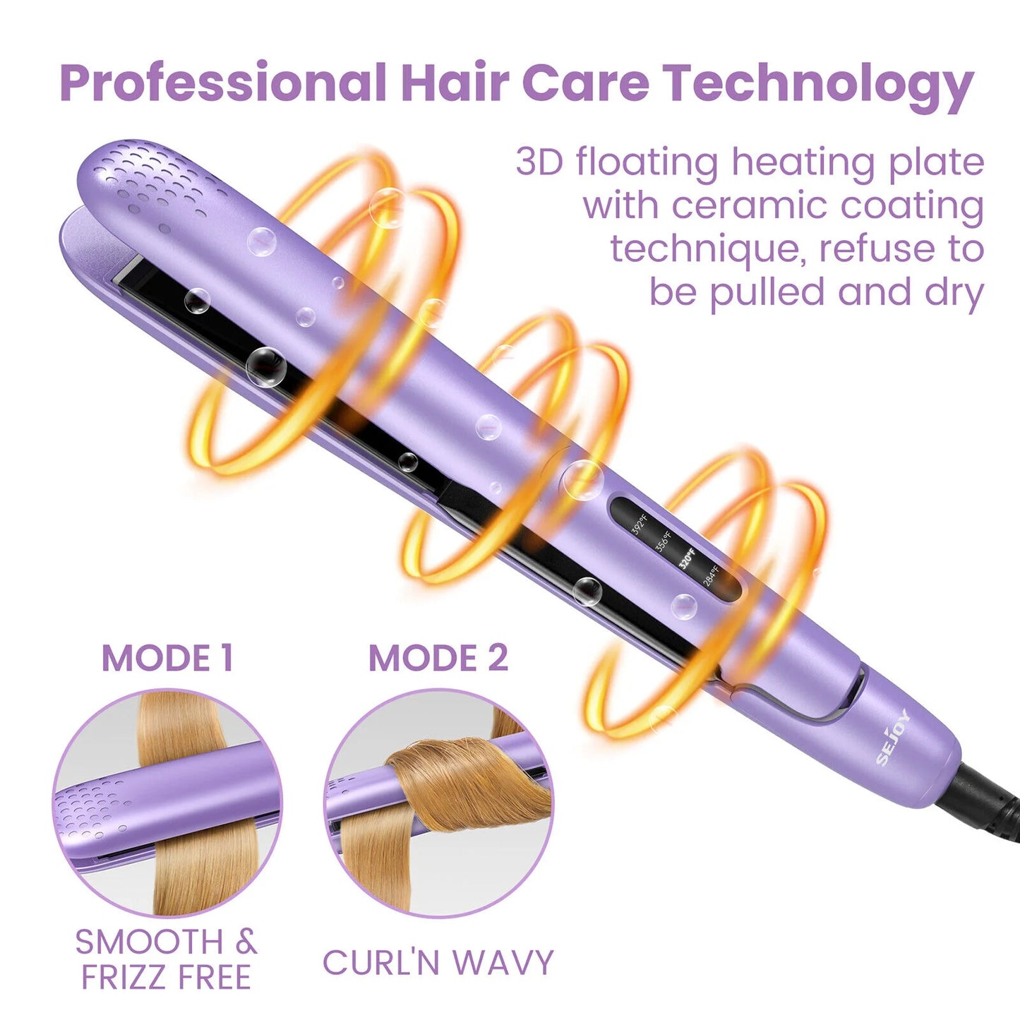 Sejoy 2 In 1 Hair Curler And Straightener Ceramic Heating