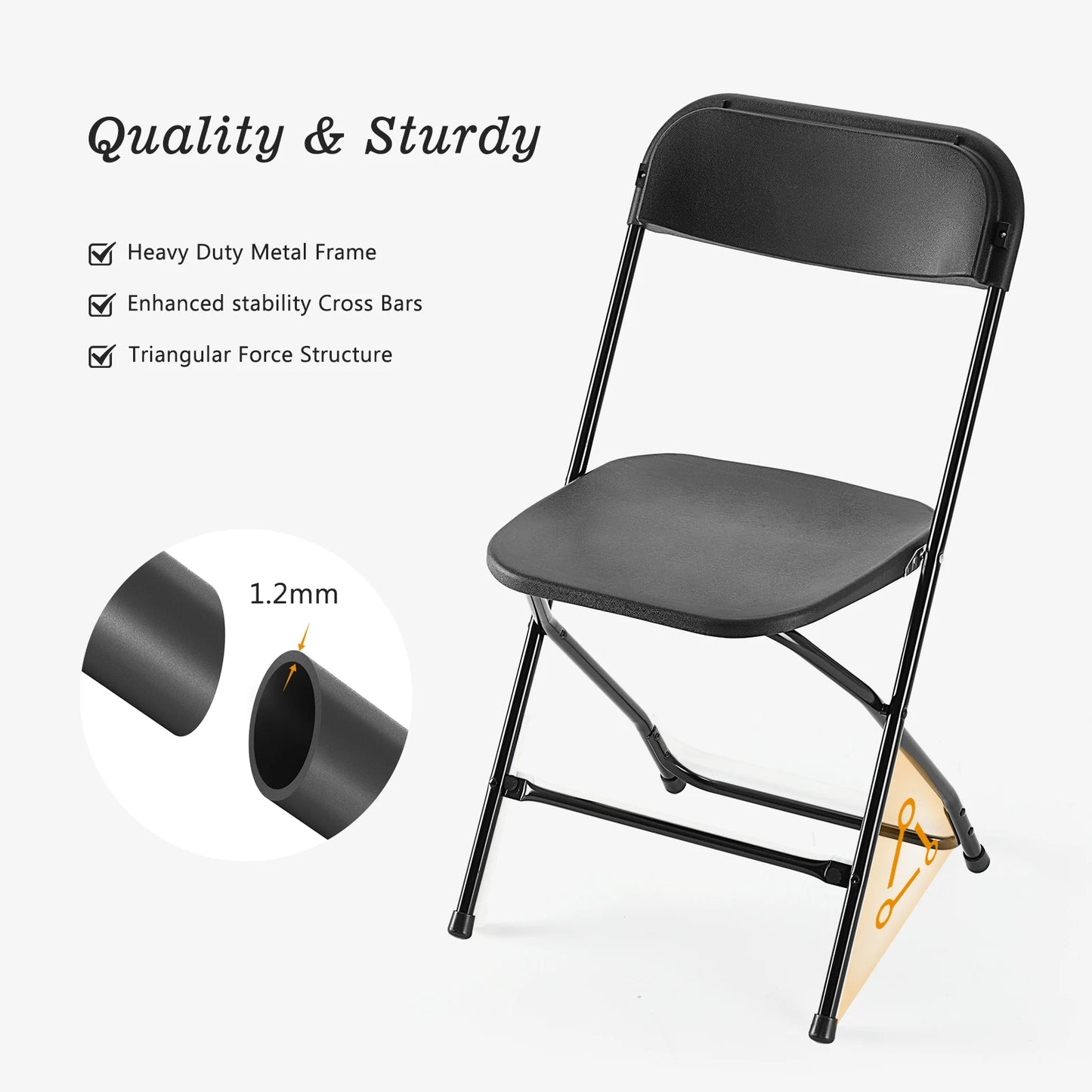 JHK Plastic Folding Chairs Set Indoor Outdoor Lightweight Portable