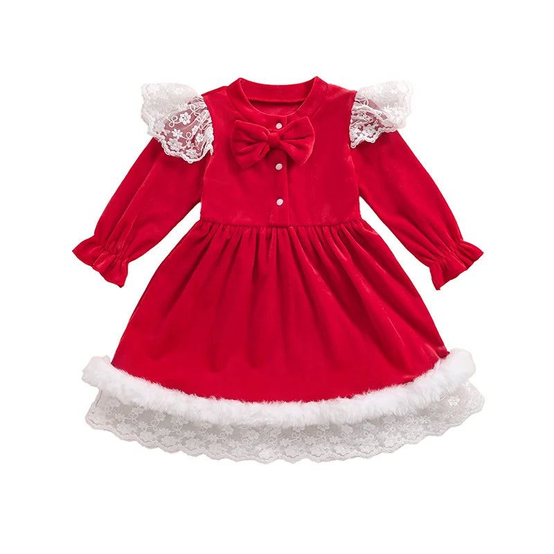 Girls Floral Print Ruffle Sleeve Dress with Bow Detail and Button-up Front Elegant Outfits for Special Occasions