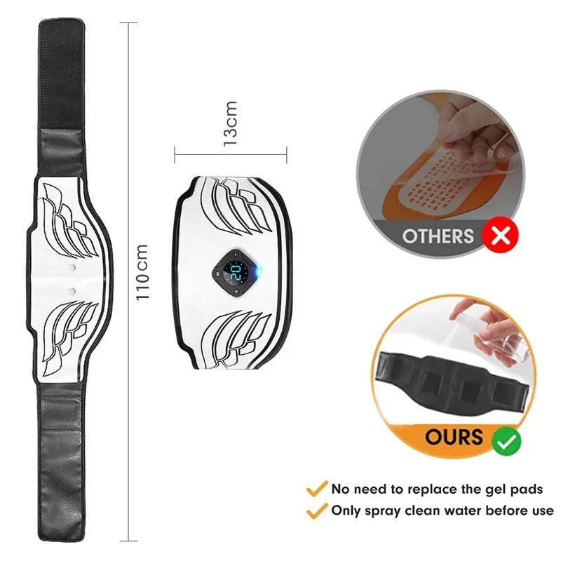 RINDU ABS Stimulator Ab Machine EMS Toning Belt USB Fitness