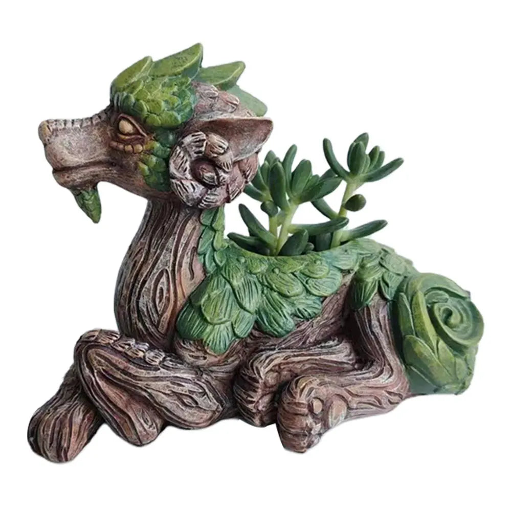 APWIKOGERH Dragon Tree Succulent Planter Resin Statue