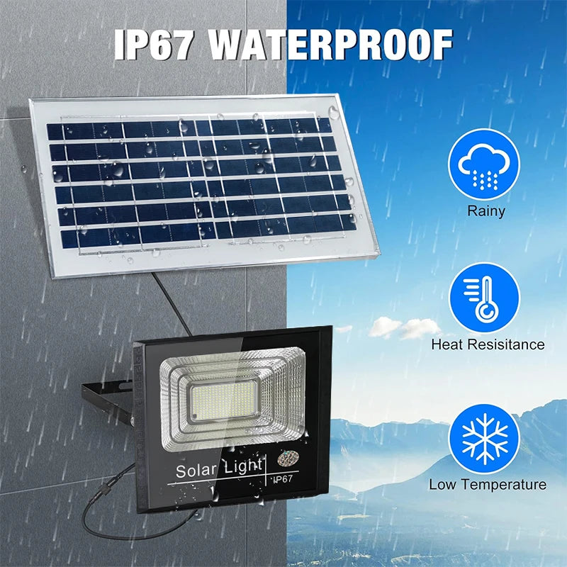 2PCS Solar Flood Light Outdoor Remote Bright White Floodlights Waterproof Solar Power Security Light Auto On/Off Dusk to Dawn