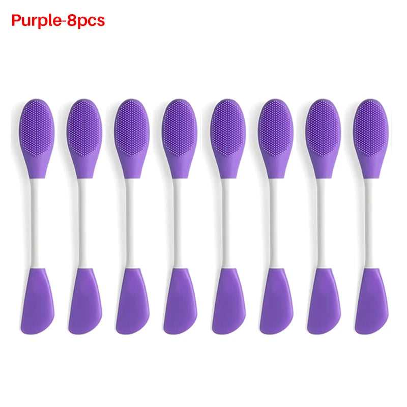 8/4/2pcs Silicone Face Mask Brush 2 in 1 Double-Head Manual Cleansing Brushes Facial Scrubber Mud Film Applicator Skin Care Tool