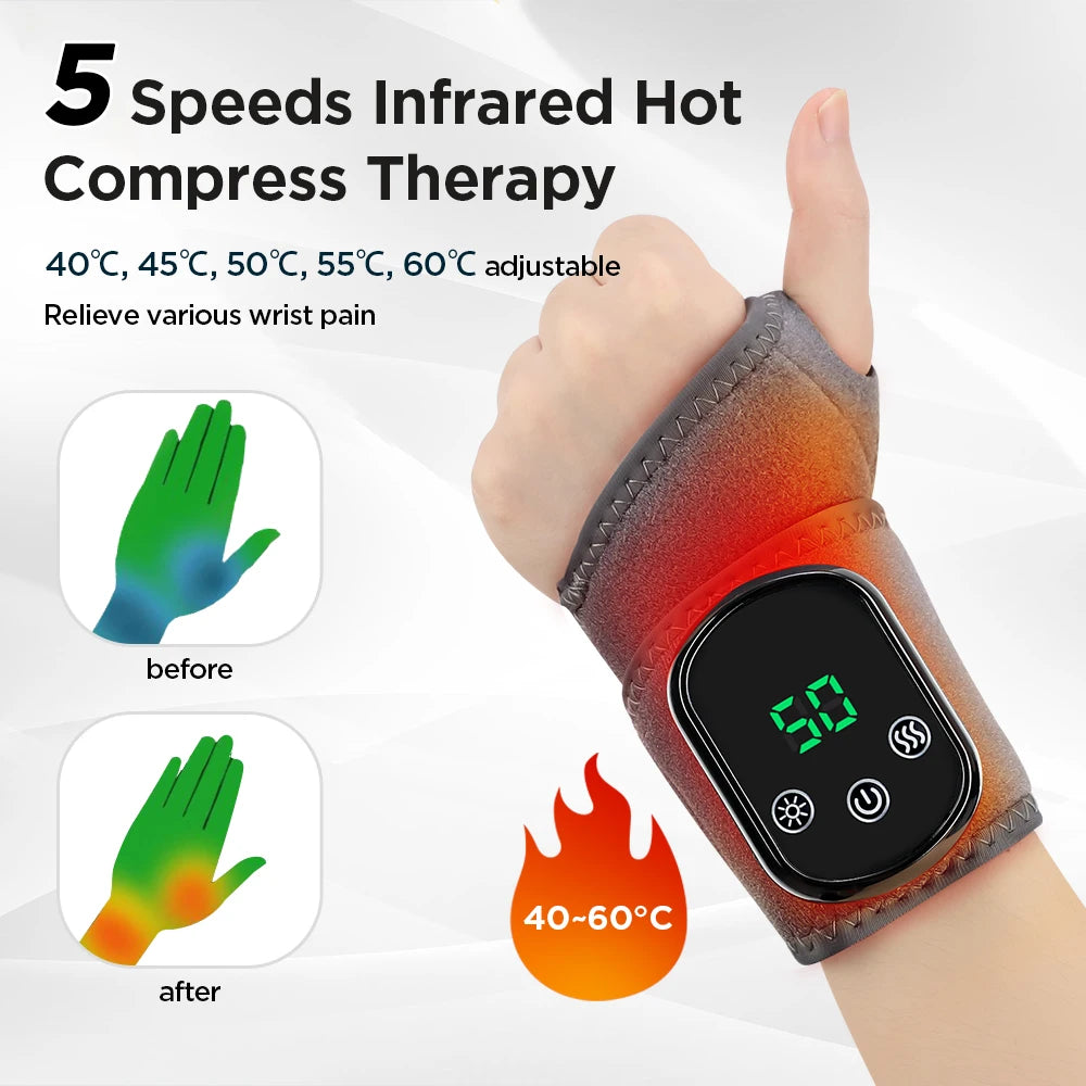 Electric Heating Hand Wrist Massager Wireless Thermal Wrist Brace Wrist Protector 5 Infrared Hot Compress 3 Vibration Wristband
