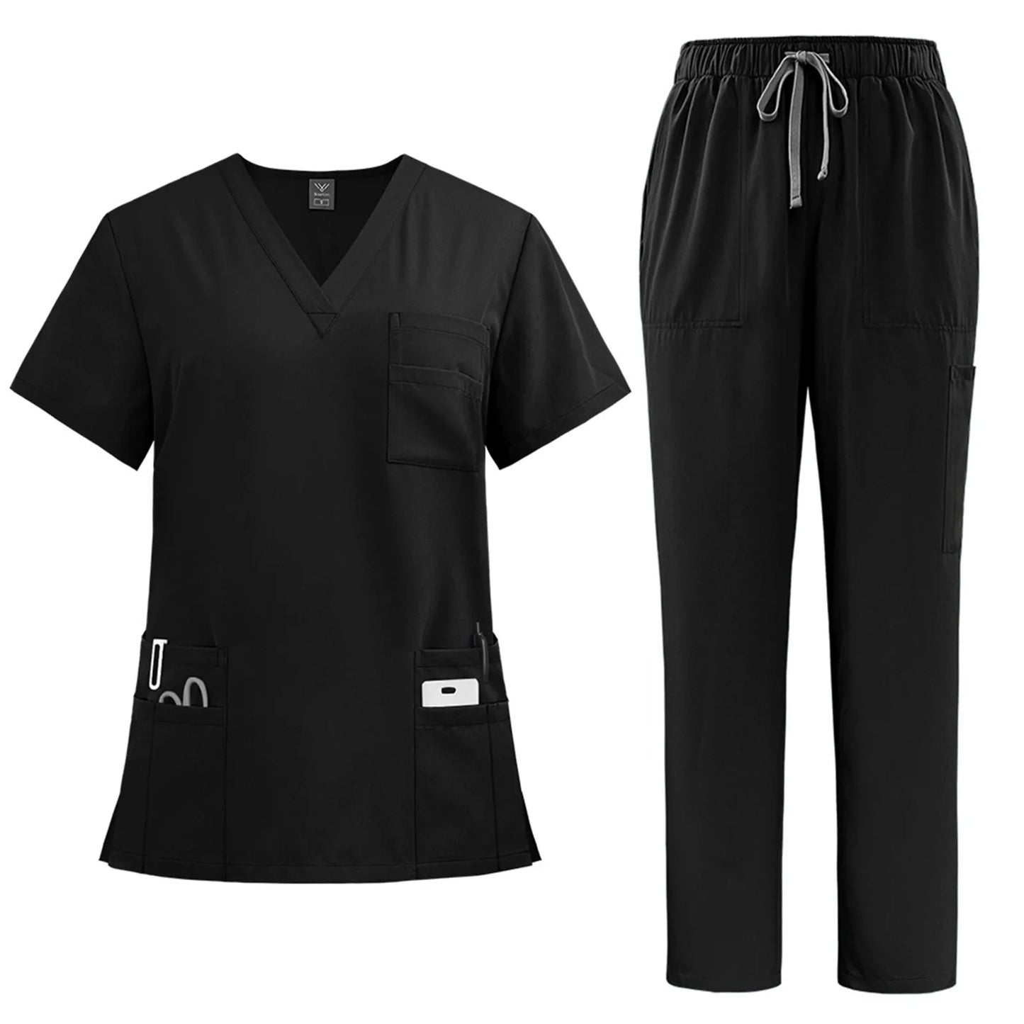 Medical Nurse Uniform 2Piece Scrubs Set Women Polyester