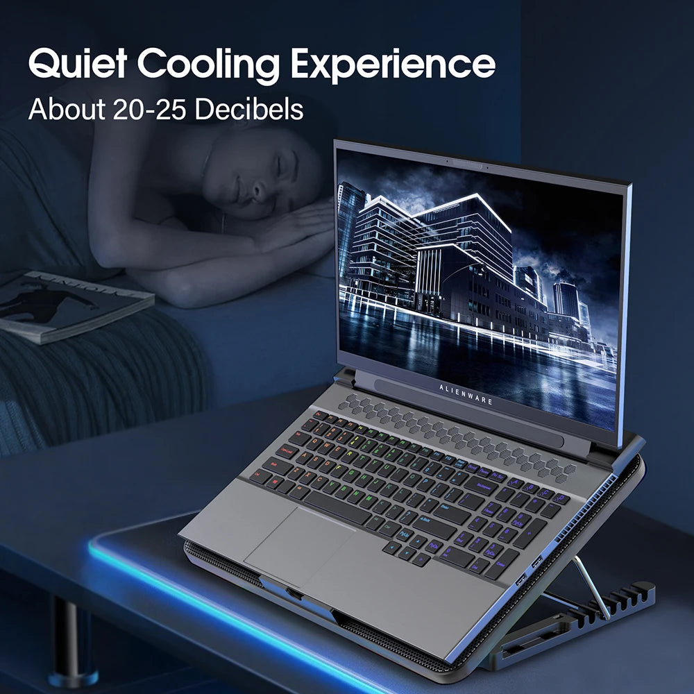 Coolcold Laptop Cooling Pad With Six Fans And Phone Holder