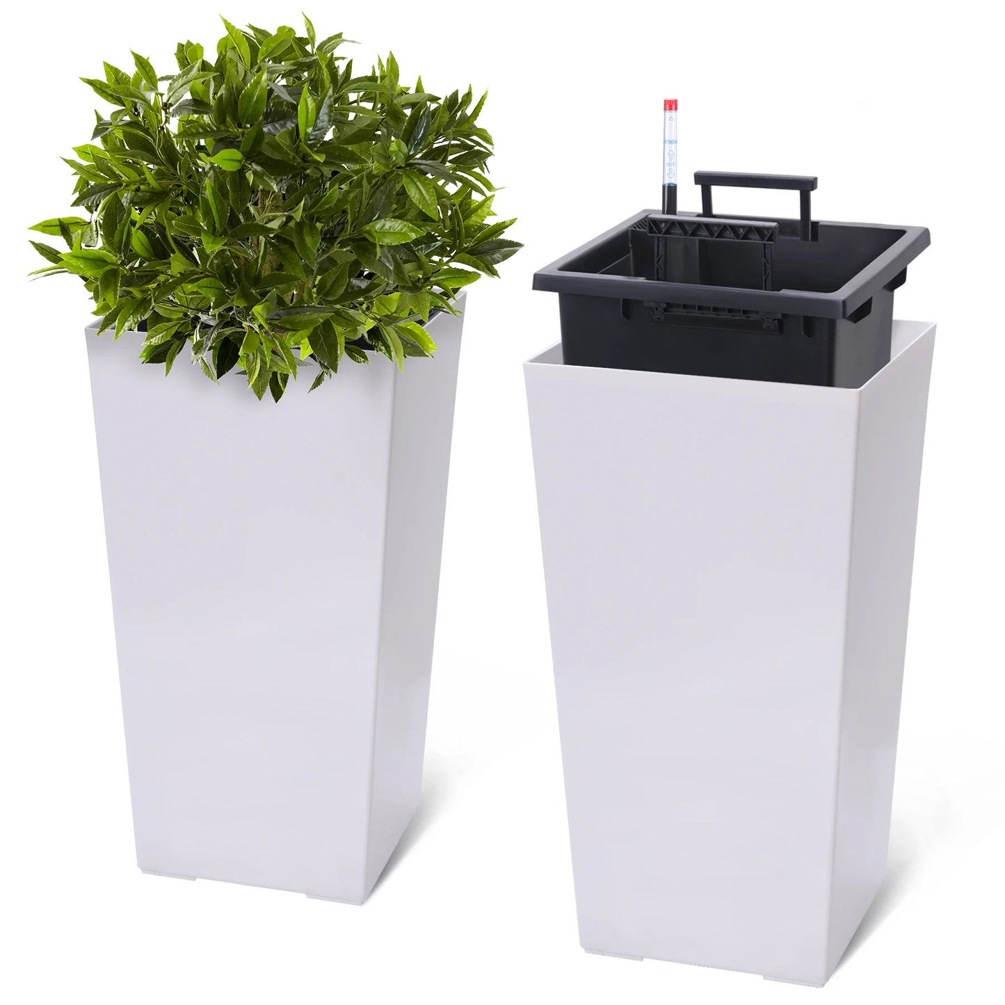 TWISTER.CK Planter Set With Shelf Insert For Indoor And Outdoor Garden Pots Durable Resin