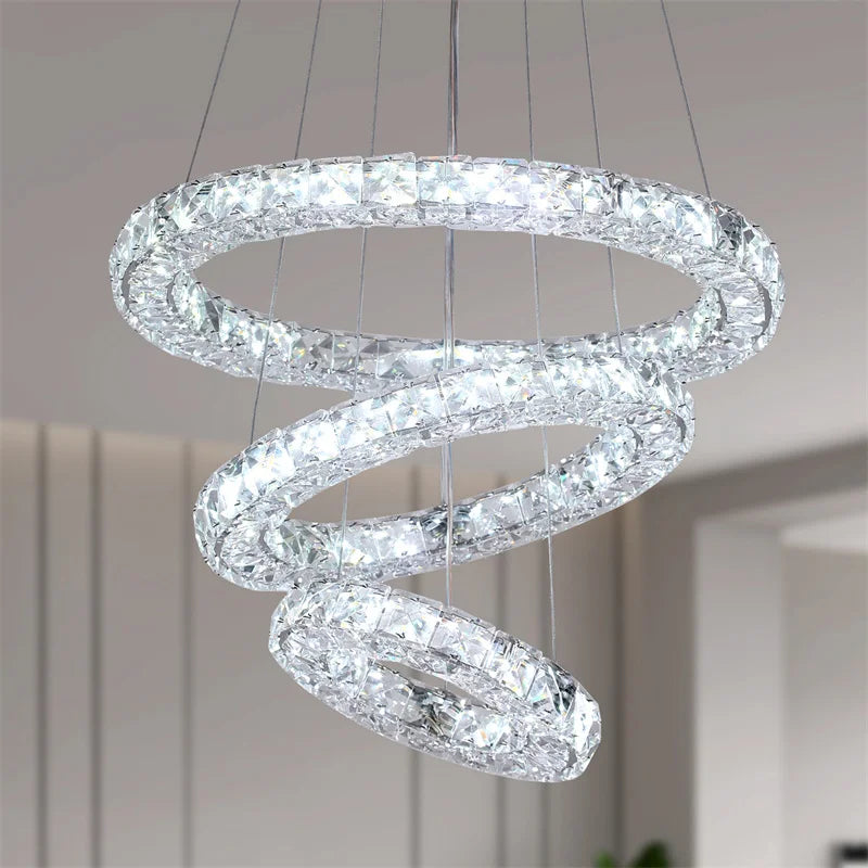 Deckro Crystal Chandeliers Ring Shaped Pendant Lights Living Room Kitchen