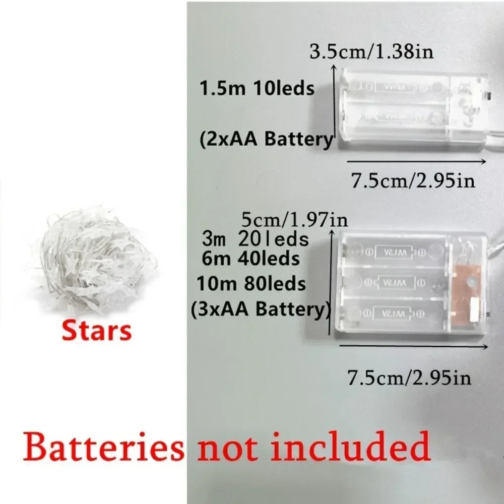 Wedding Garland Lamp LED Twinkle Star String Lights Battery Power Outdoor Garden Camping Party Christmas Bedroom Home Decoration