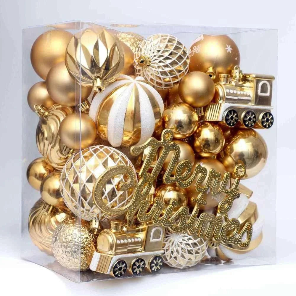 Gold And White Shatterproof Christmas Ball Ornaments Set 65 Pieces Hanging Ornaments For Xmas Tree Decor