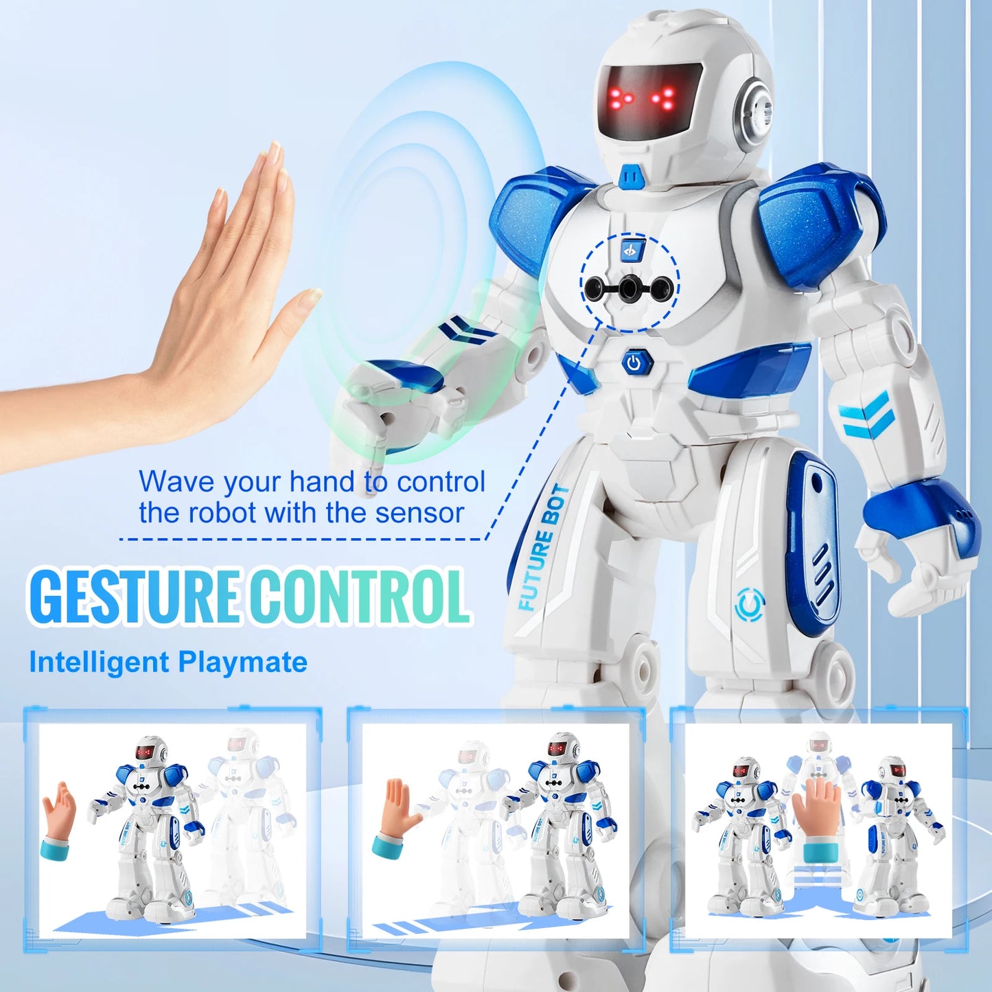 SucceBuy RC Robot Action Walking Singing Dancing Figure Gesture Sensor Toys for Age 3+ Kids Boys Girls Birthday Gift Present