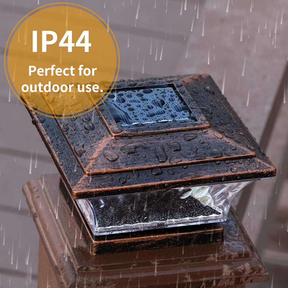 Solar Post Cap Fence Light LED Lamp Warm White 6500K