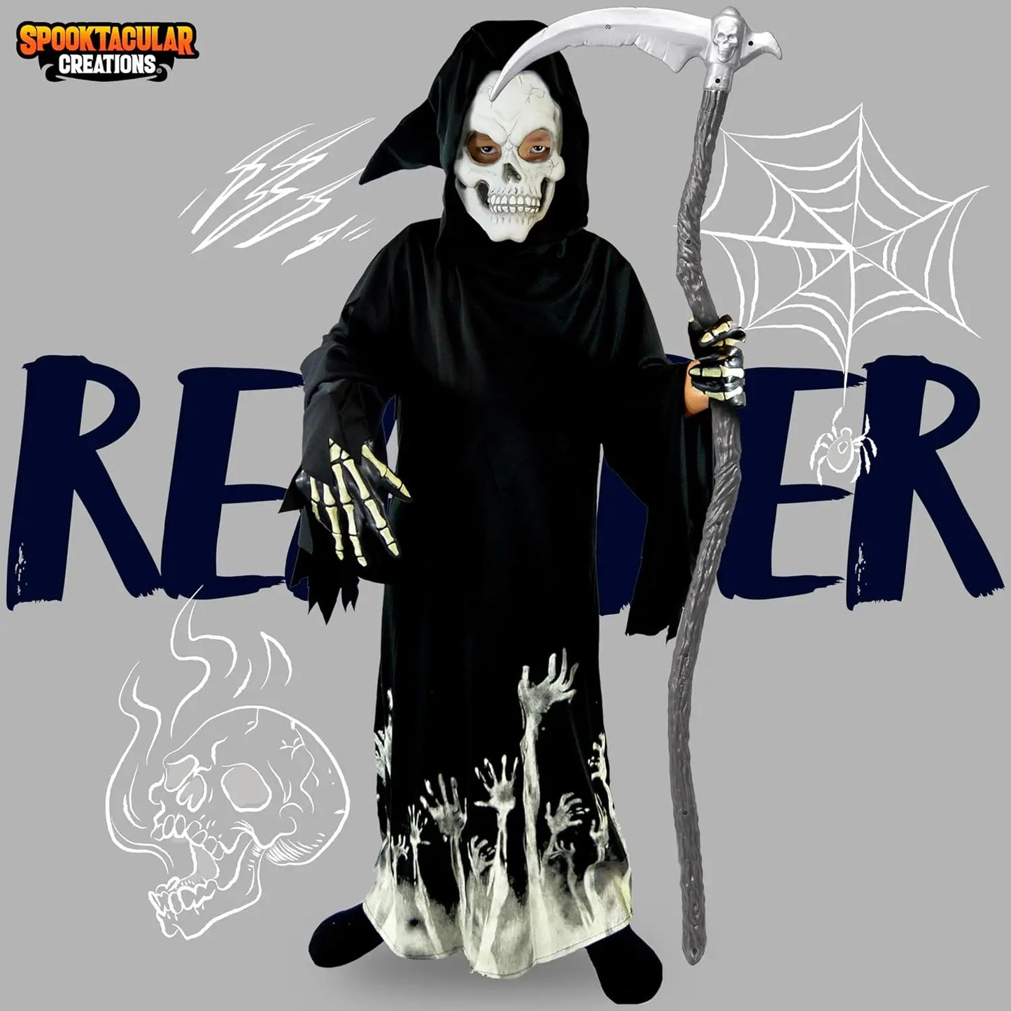 Joyfy Glow in the Dark Grim Reaper Costume for Boys