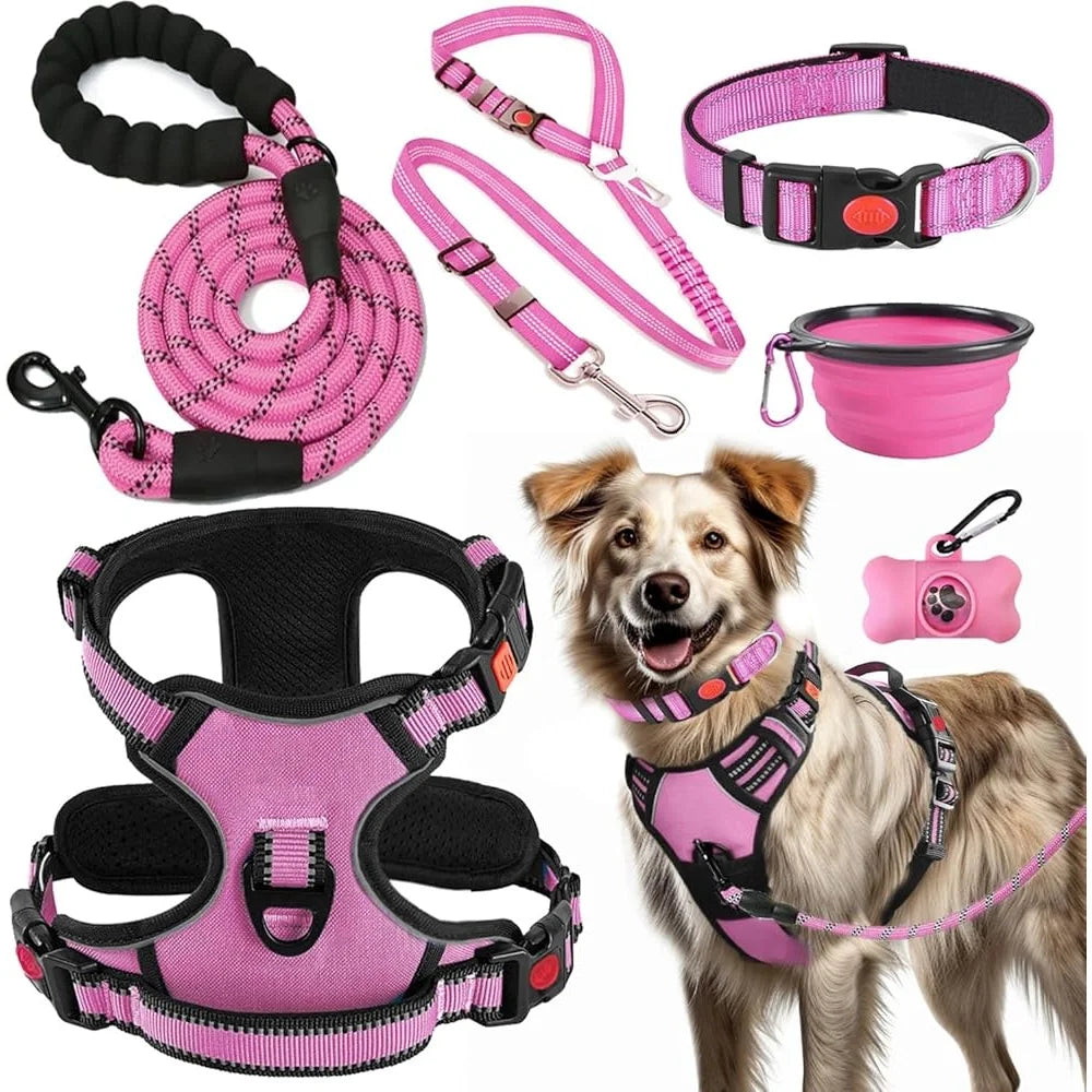 XMSJ Dog Harness Leash Set No Pull Training Travel Kit