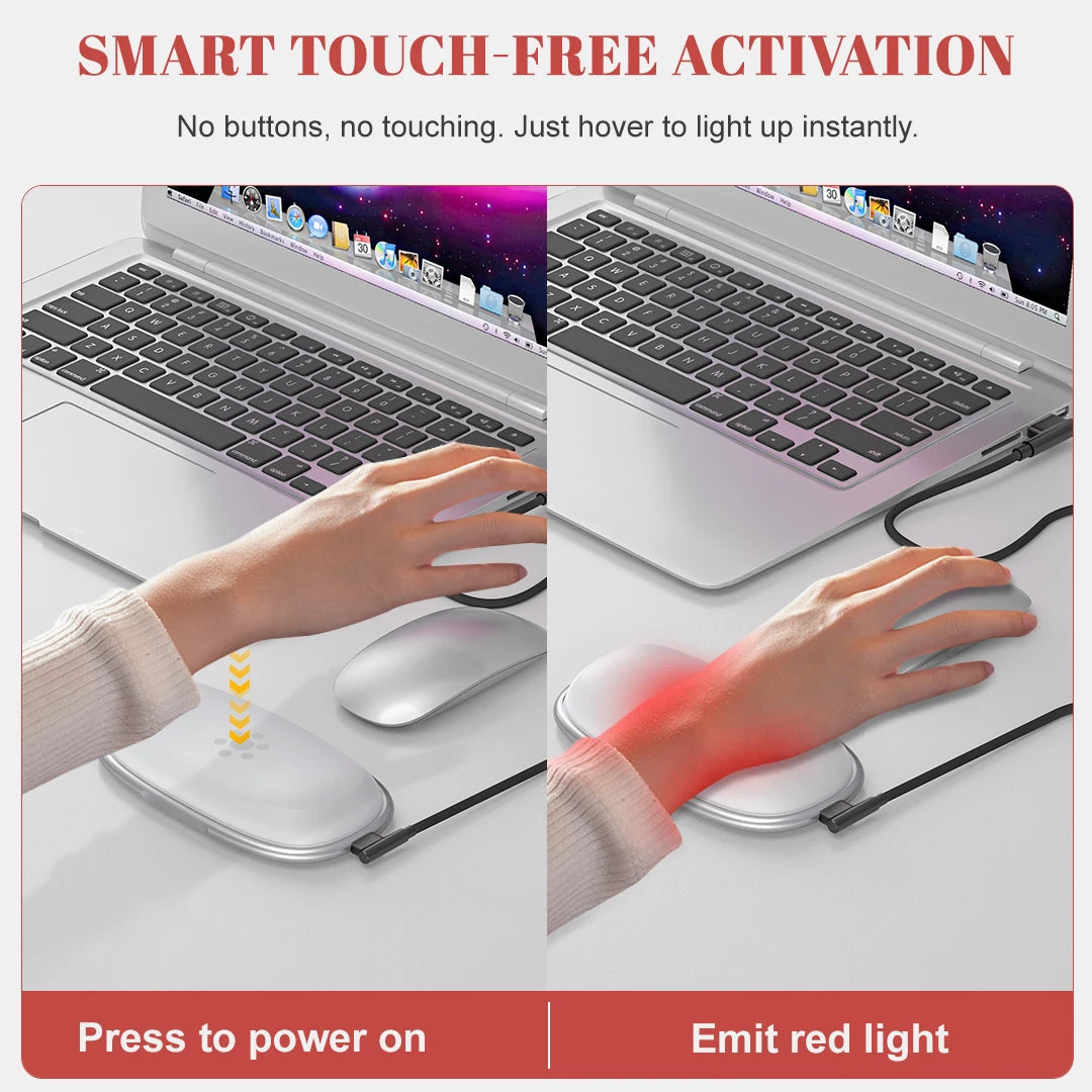 Red Light Therapy Mouse Wrist Rest - 660NM & 850NM Dual Band Infrared Light Relieve Wrist Pain For Tenosynovitis Office Workers