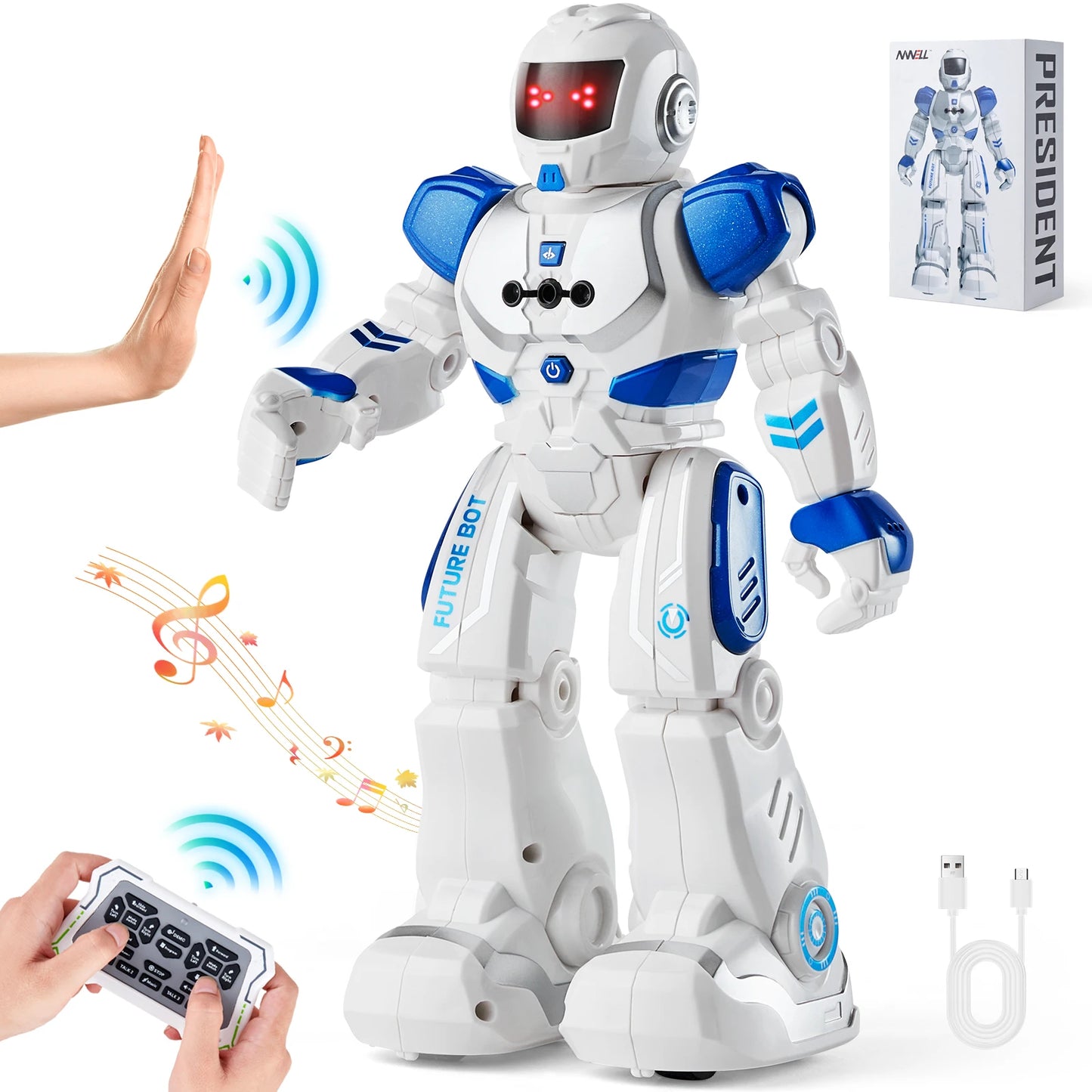 SucceBuy RC Robot Action Walking Singing Dancing Figure Gesture Sensor Toys for Age 3+ Kids Boys Girls Birthday Gift Present