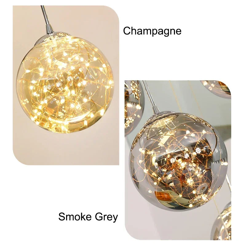 ENERLORD Modern LED Nordic Pendant Light Starry Glass Ball