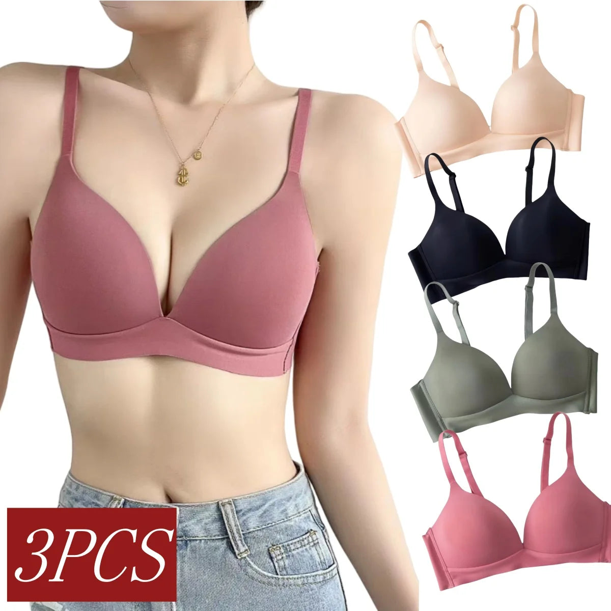 Fenlandwell Seamless Push Up Bras Three Quarter Cup Women Nonwire