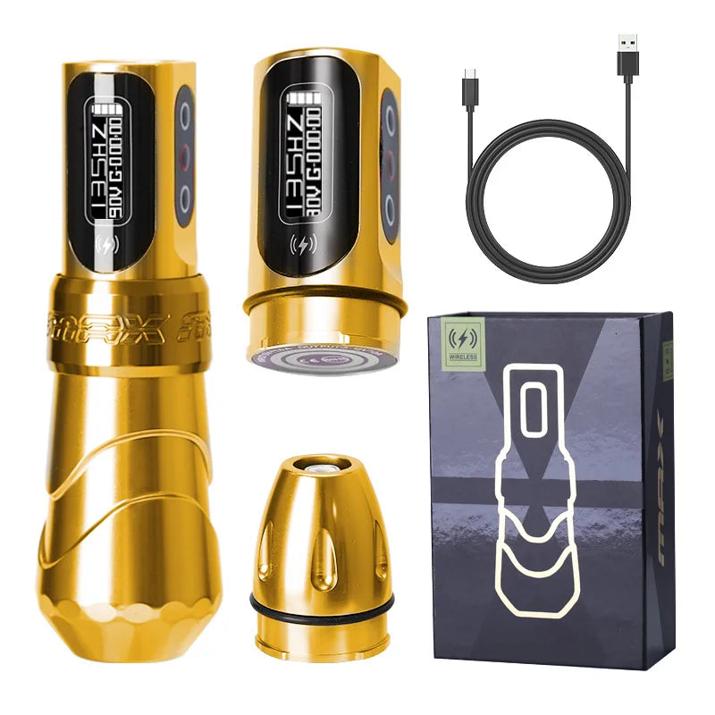 New Professional Tattoo Pen Fluk Max Wireless Tattoo Machine with  2Battery Permanent LCD Display Makeup Rotary Tattoo Pen