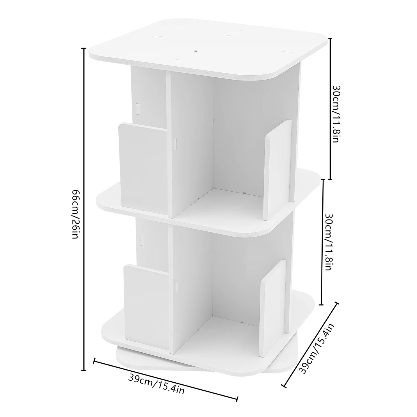 Bymaocar 360 Degree Rotating Bookshelf Two Tier Corner Bookcase