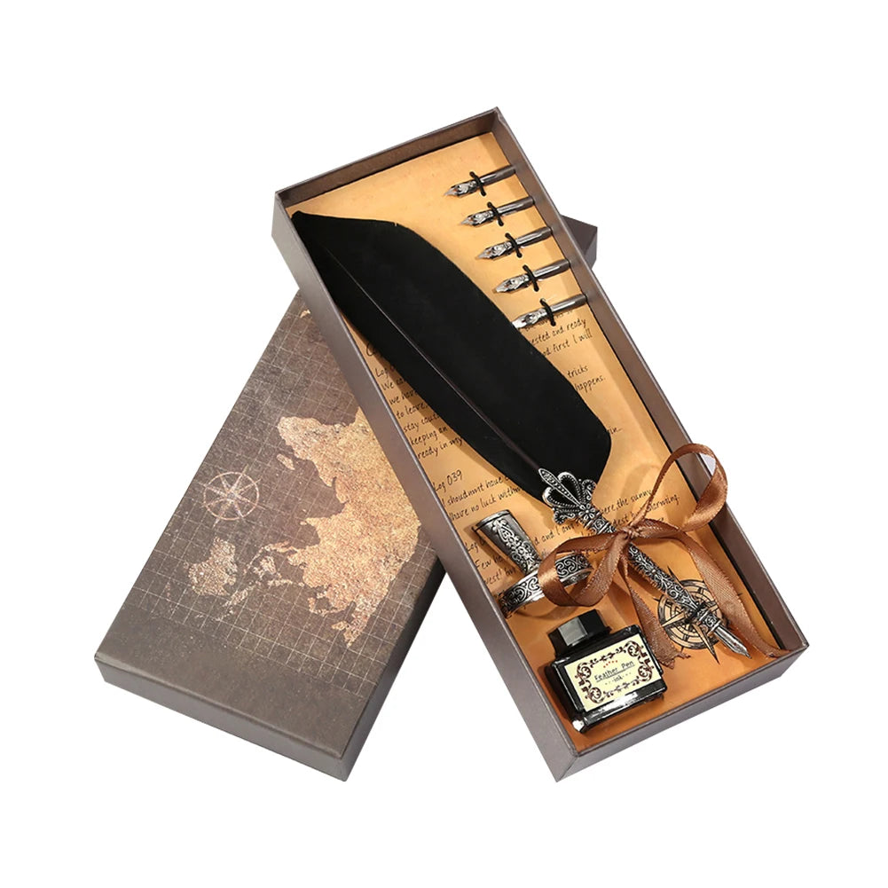 Feather Dip Pen Retro Calligraphy Set Quill Fountain Pens