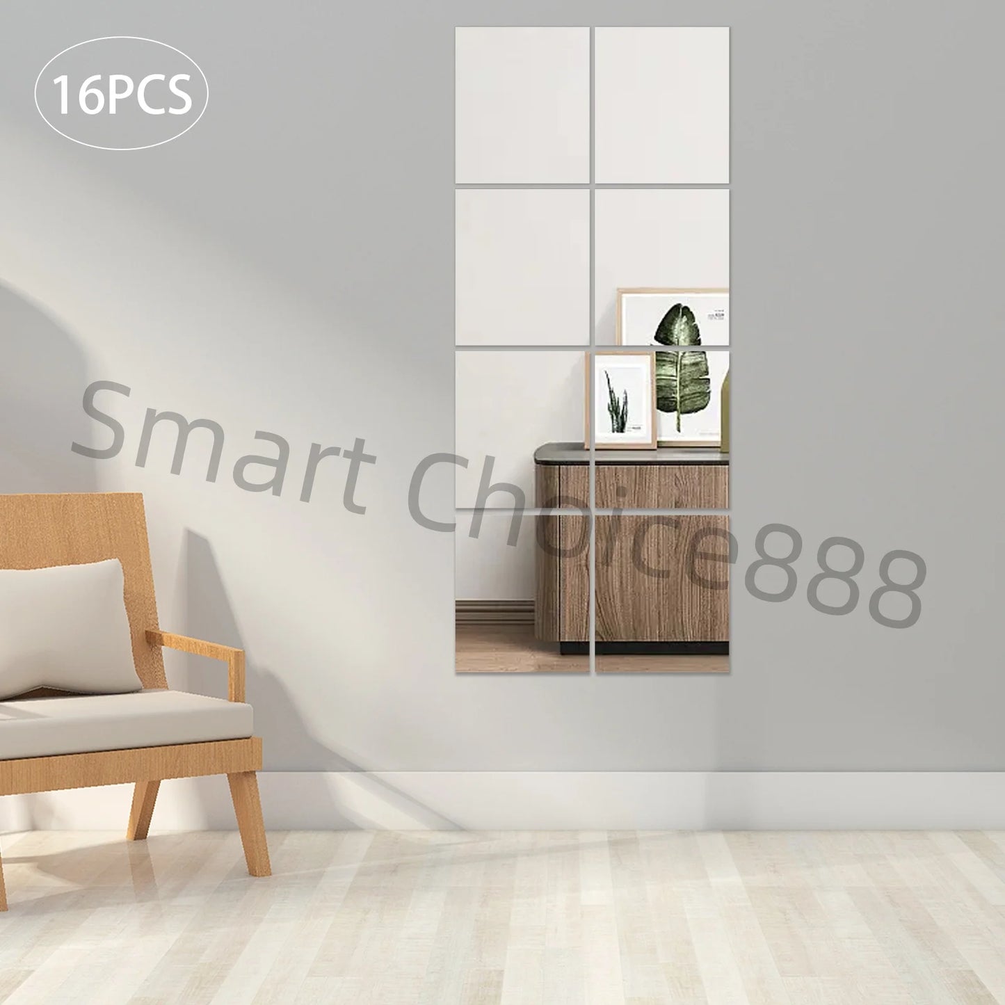 16pcs 30.5*35.5cm Mirror Wall Sticker Acrylic Decal Decoration Soft Plastic Mirror Sheets Home DIY Self-adhesive Mirror