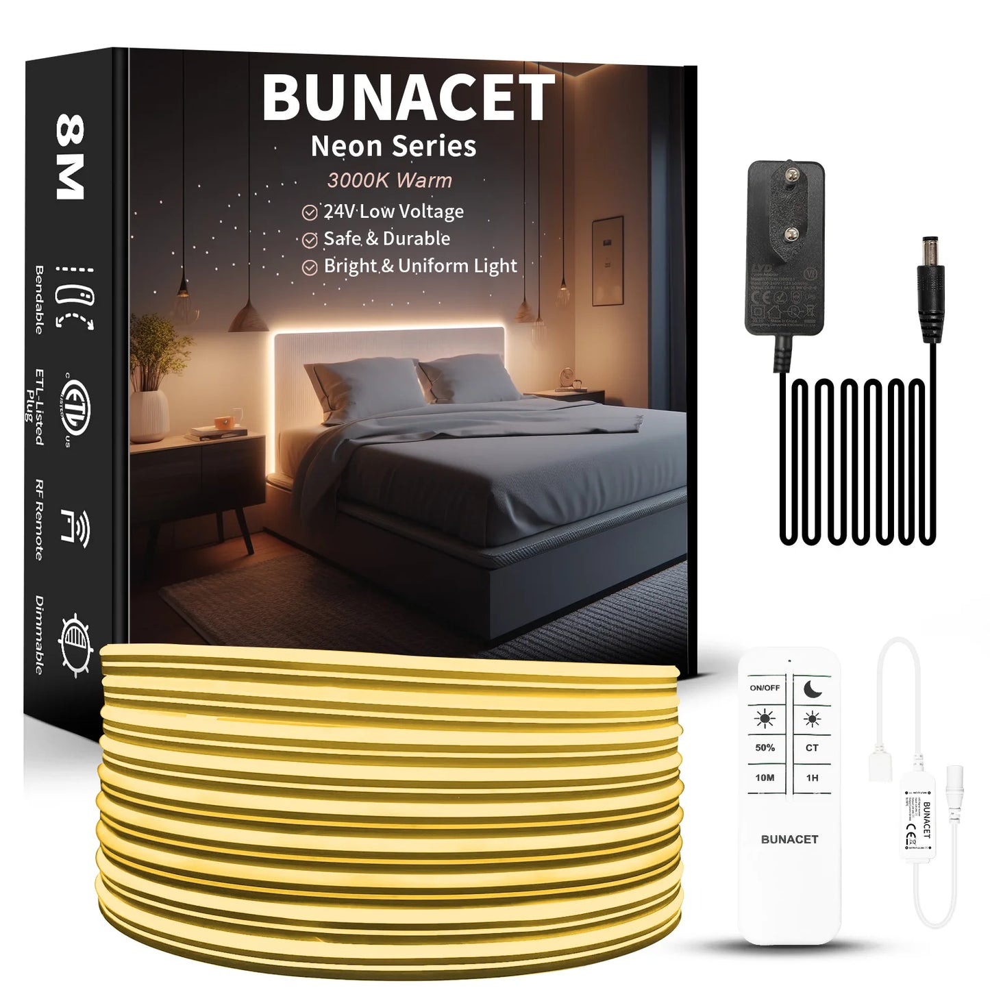 Neon LED Strip 8m 16m 24V 120leds/m LED Strip Dimmable 3000K 6500K Waterproof Flexible Silicone LED Strip For Outdoor Lights