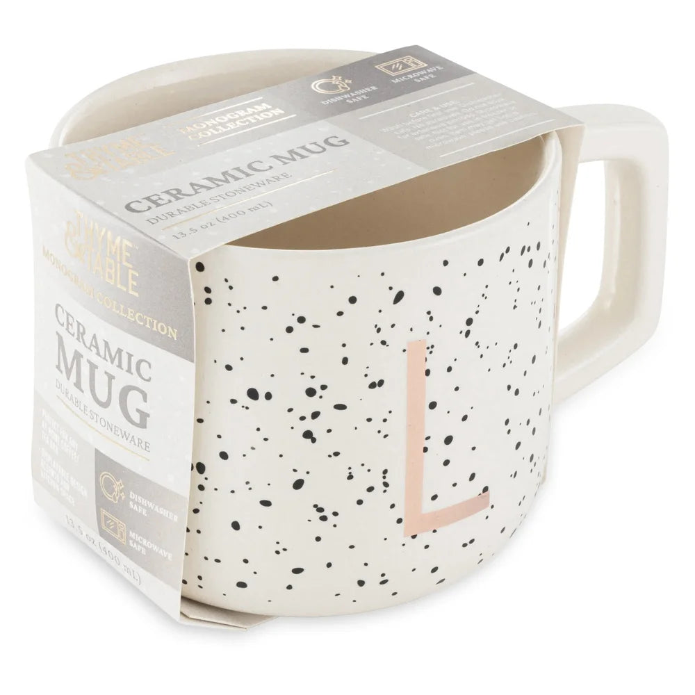 XMSJ Stoneware Monogram L Mug Set Dishwasher Safe Mugs