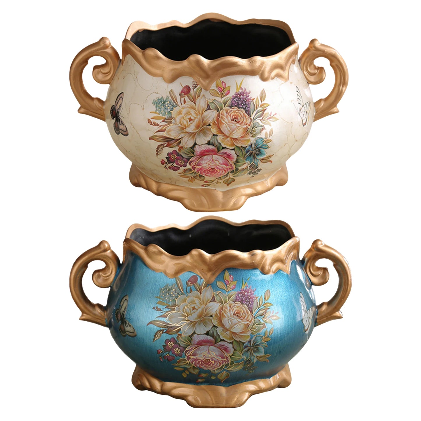 Shunmaii Europe Retro Ceramic Vase With Handle Hand Painted Pattern