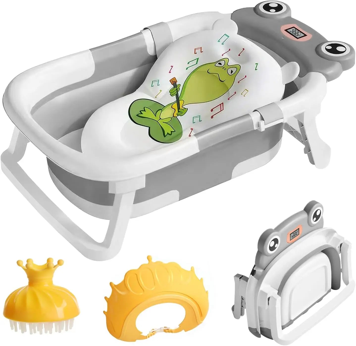 Foldable Baby Bath Tub With Cushion And Thermometer