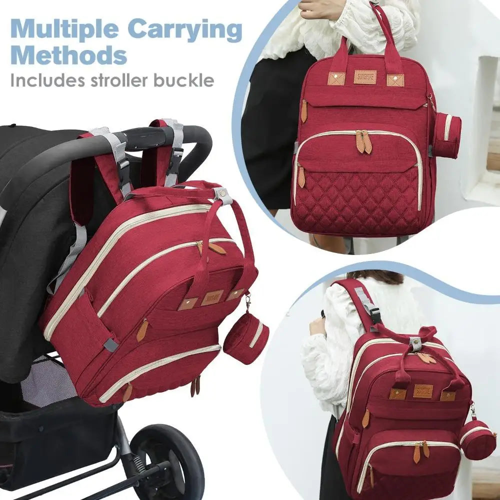 RsenFremior Diaper Bag Backpack With Changing Station And Bed