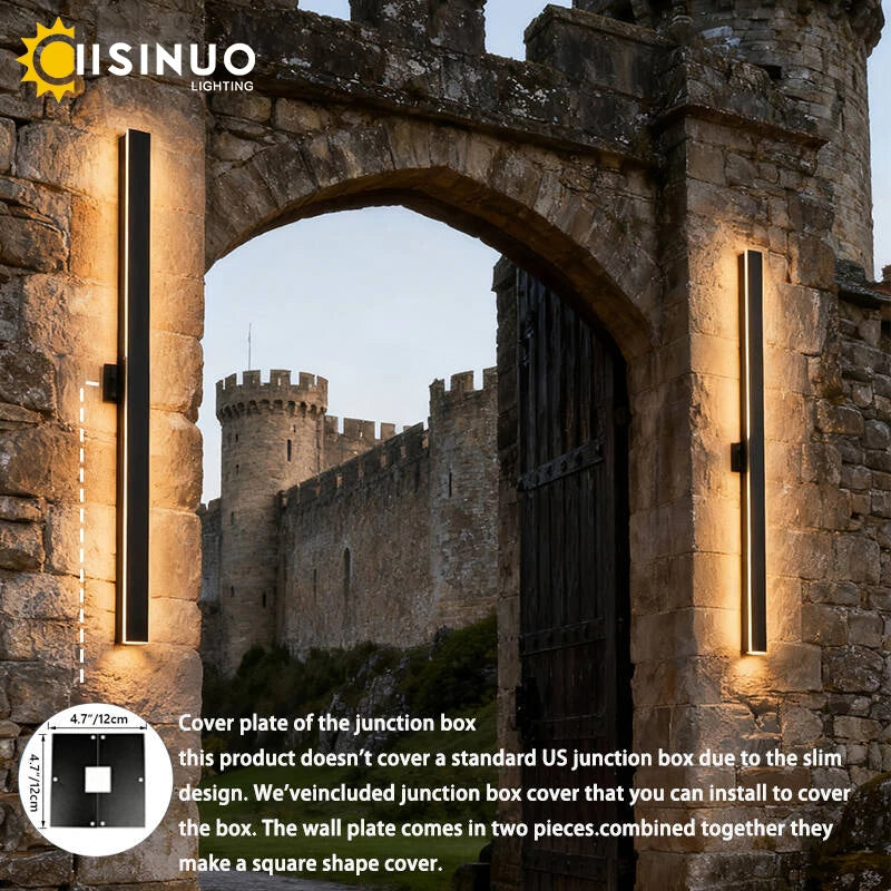 Outdoor Porch Wall Light 10%-100% Smart Triac Dimming Garden Corridor Lighting IP67 Waterproof Sconce Rust-Proof Stainless Steel