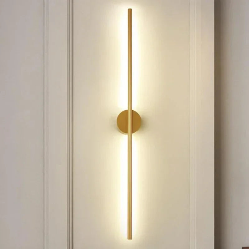 Modern Simple Linear Tube LED Wall Lamp Up Down Background Opposite Wall Light Bedside Foyer Corridor Gold  Black LED Sconce