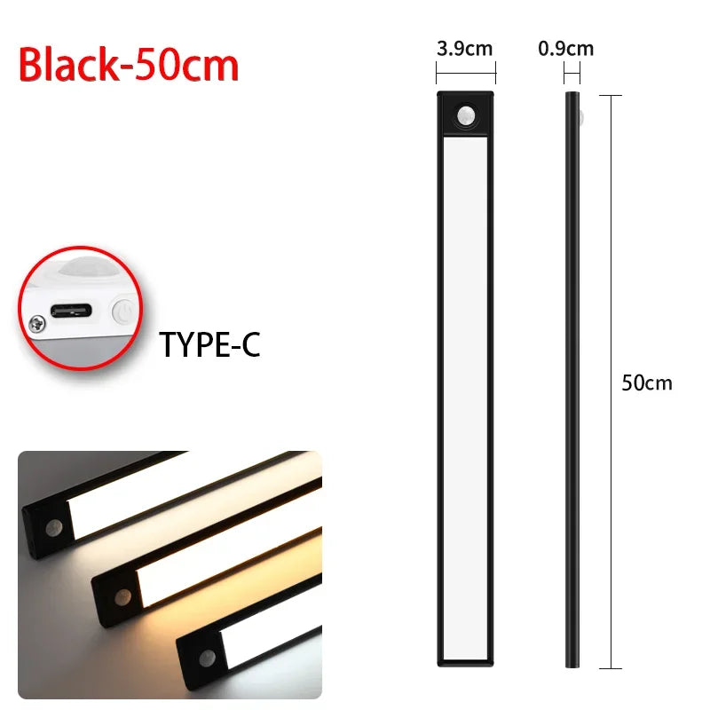 LED Motion Sensor Night Light USB Cabinet Wardrobe Lamp