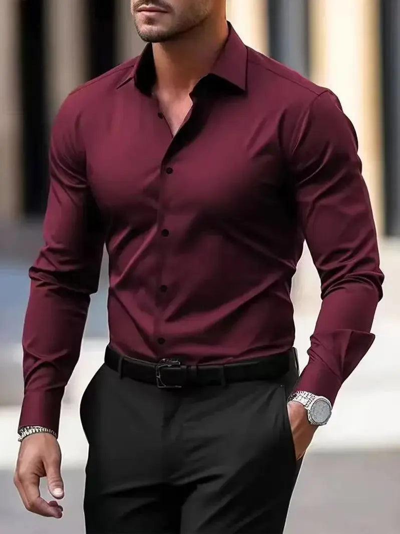 CN Guangdong Mens Business Casual Long Sleeve Shirt Spring And Autumn Stretch