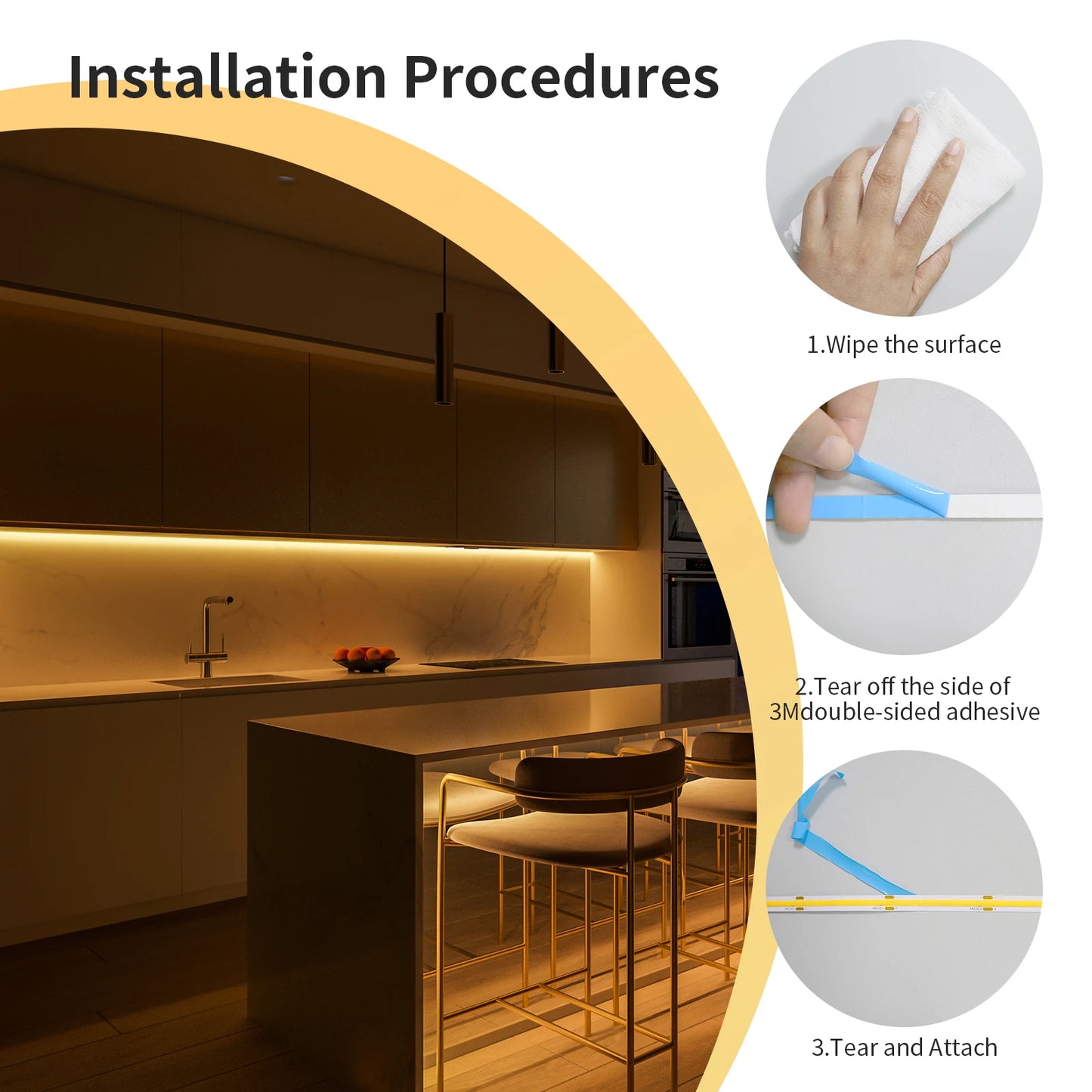 COB LED Strip Light 324led/m 6m 24V Warm/Natural/Cold White High CRI 90+ with RF Remote Flexible Light Strip for Bedroom Kitchen
